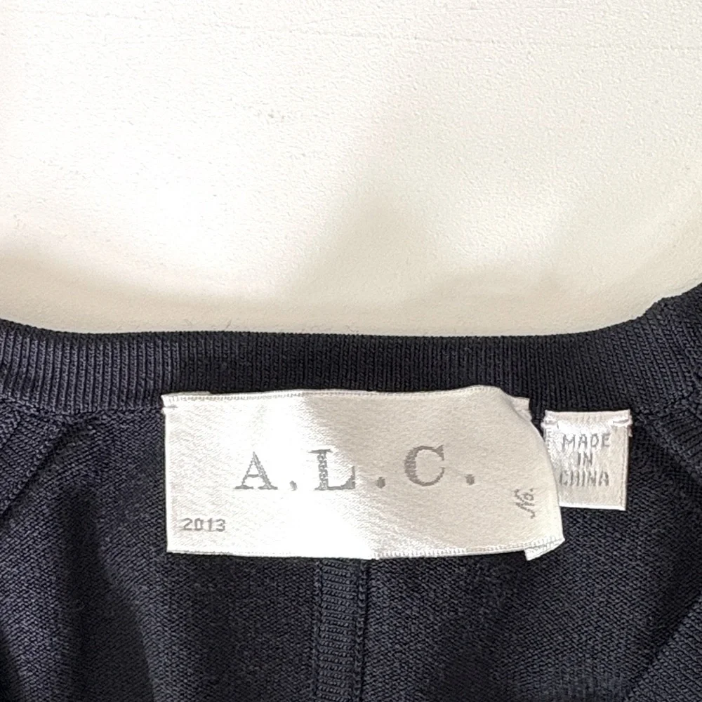 A.L.C. Selby Mini Dress Navy Blue Stretch Fit & Flare Dressy Quiet Luxury Size S - Picture 2 of 8